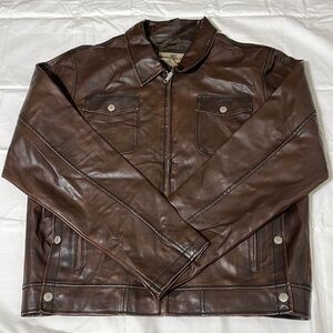 BKE mens biker jacket size XLarge dark brown Faux Leather Jacket